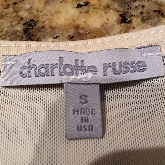 Charlotte Russe Leotard. Mesh. Small. Cream With Gold Rhinestones. - Picture 6 of 10